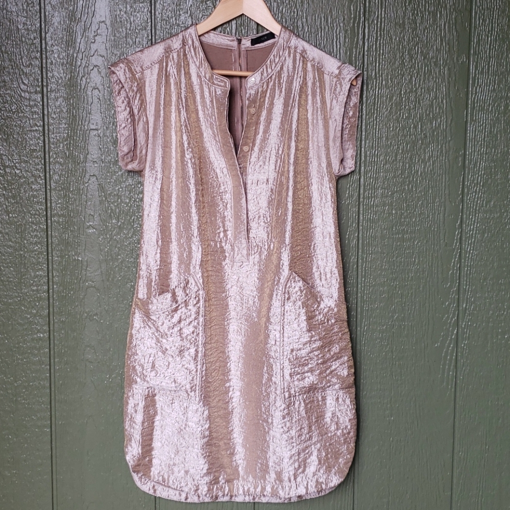 J CREW irridescent gold dress